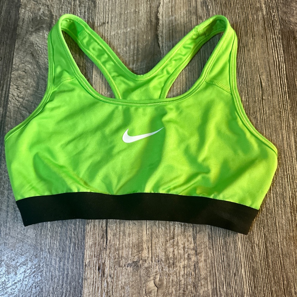 Nike Neon Lime Racerback Sports Bra with Black Band